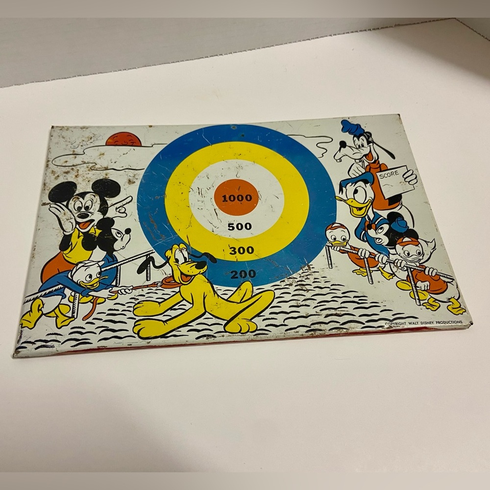 Vintage 1960's Walt Disney Productions Mickey Mouse Goofy Bullseye Tin Target - Picture 8 of 8